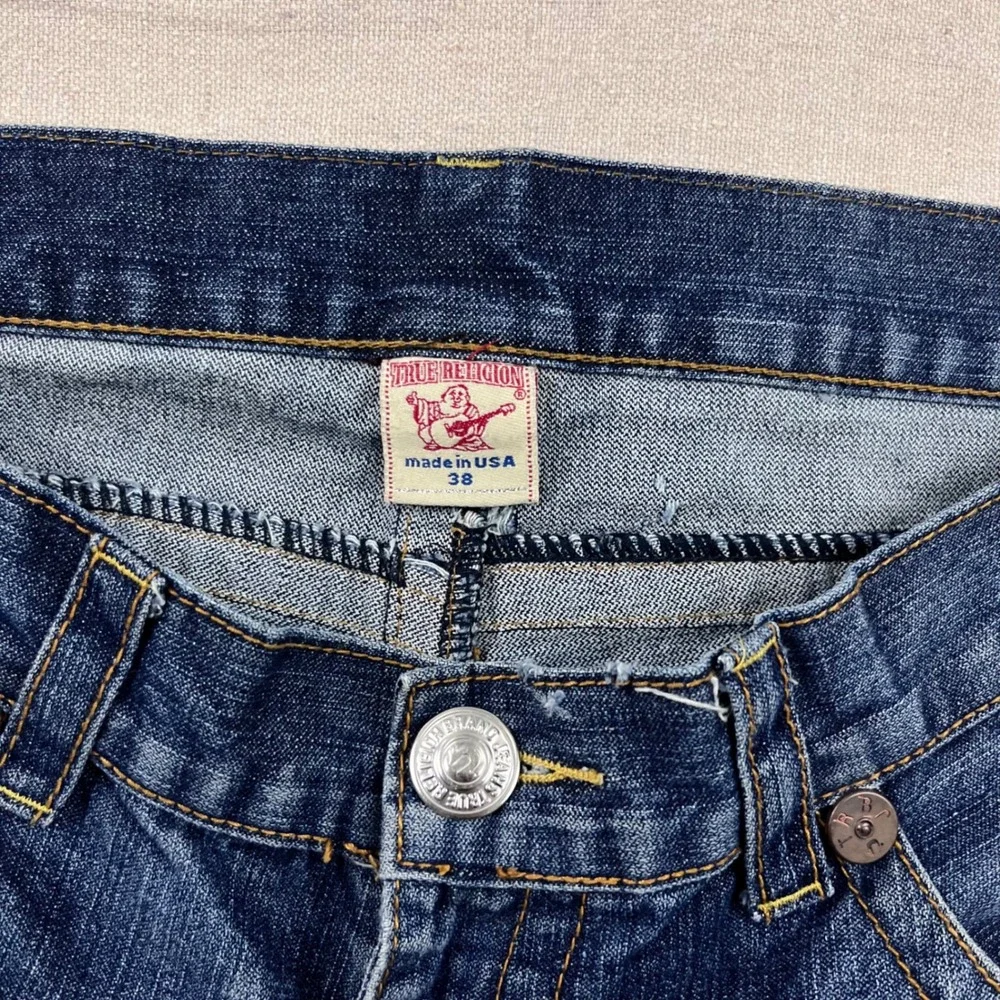 True Religion Billy Super T Jeans Mens 38 Blue Dark‎ Wash Corduroy Flap Pockets